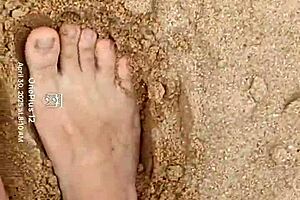 Bare feet exploring sandy shores