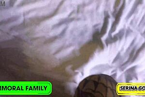 Naughty serina loves her stepdad in emotional doggystyle threesome