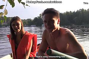 Three Men Pick Up Girl On Boat For Sex And Creampie In Outdoor Reality Scene.