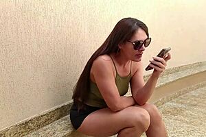 casada teases gas delivery guy with flashing tits and blowjob