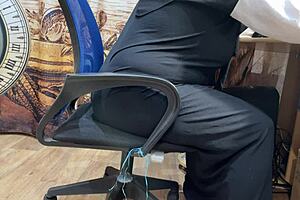 Arab woman masturbates watching porn with shaved pussy.