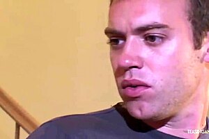 Two Hot Blondes in Sexy Lingerie Share a Guy on Stairs