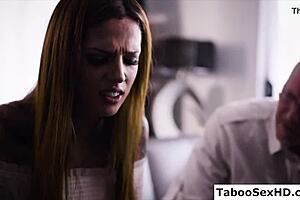 old stepdad gets down with his young stepdaughter in a surprising hardcore twist late at night.