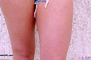 Cute teen 18+ blonde model shows her sexy body