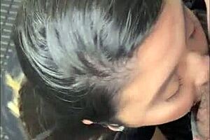 Wife wears see-through dress, teases with handjob in hotel.