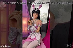 Young Asian cosplayer Shino embodies the Moon Queen in slutty Japanese SF costume with sexdoll
