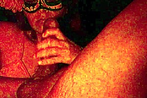 I'm masked in the red light district sucking that big cock with my latina ass spreading
