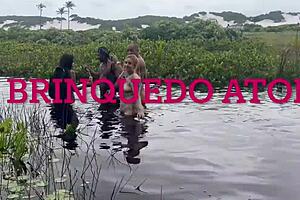 vazou na net, banging my friend bareback on nudist beach with hung dudes