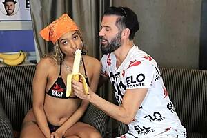 Sexy babe plays rock paper scissors and swallows cream