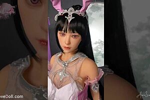 Young Asian cosplayer Shino embodies the Moon Queen in slutty Japanese SF costume with sexdoll