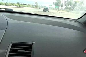 driving stick barefoot in public car with brunette feet