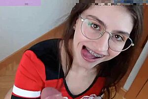 Dirty Talking Teen Shanaxnow Begs for Cum on Braces in Bedroom