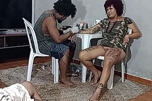 Oh, I Couldn't Resist and Took Hot Cum While Getting Tattooed!