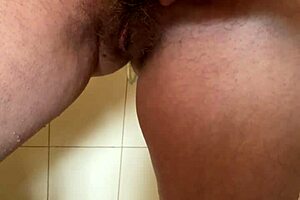 he loves playing with my hairy pussy in the shower