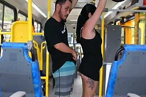 Hey dude, check this brunette groping on the bus!