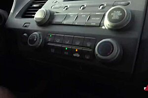 driving stick barefoot in public car with brunette feet