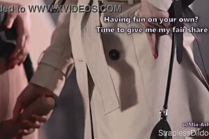 sister's best friend catches me dressing as sissy with strapless dildo