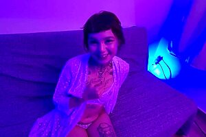 Cute Alt Teen 18+ Bangs Lucky Guy and Swallows Creamy Load!