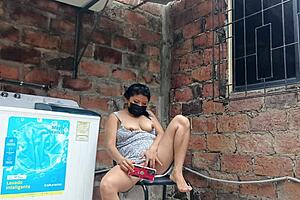 hey, why’s my slutty neighbor flashing pussy in the yard?