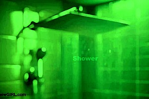 Brunette Model With Long Hair Gets Massage In Shower