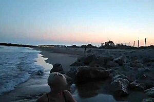 Blonde Flashes Tits And Sucks Cock On Public Beach