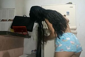 stepsister seeks big cock in kitchen, swallows monster dick whole