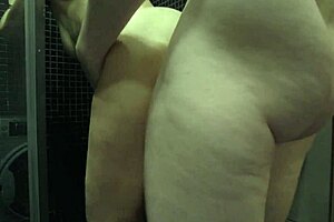 Horny milf gives bathroom blowjob