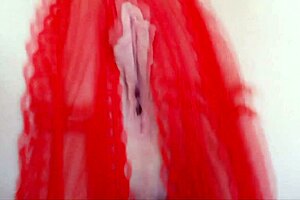 This redhead's messy masturbation with a glass dildo is so wet and close-up.