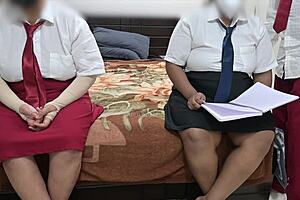 College STUDENTS FUCK in THREESOME while studying