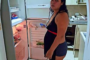 ever seen a horny milf squirt in the kitchen during pov?