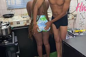 Big Ass African Maid Fucks Boss Huge Cock In Kitchen For Extra Money Riding To Orgasm