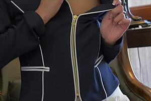 Beautiful blonde Scarlet Red masturbates shaved pussy before anal