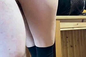 Lara's fantasy: cock feast and creampie on the desk.