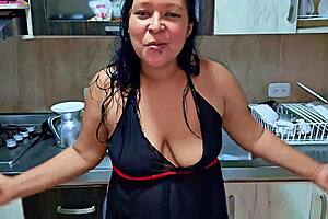 ever seen a horny milf squirt in the kitchen during pov?