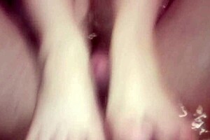 i'm the bitch getting footjob and fucked by two cocks while husband jerks off in bathroom