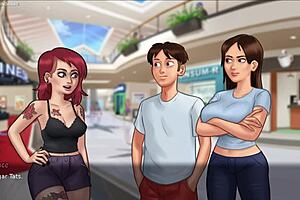 Hot Debbie in seductive sexy dress begs for kisses in summertime saga 3d porn game