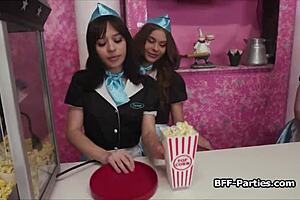 Slutty waitresses sharing big dick at work