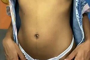 Ebony Brunette Plays With Dildo on Narrow Ass