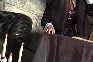 Priests Fuck Sister Mary Anne In Lingerie Uniform Orgy