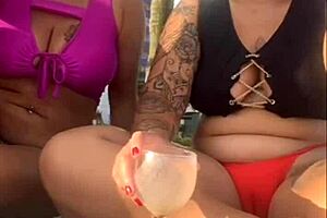 African milf flashes on beach alone