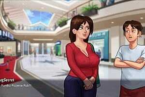 Hot Debbie in seductive sexy dress begs for kisses in summertime saga 3d porn game