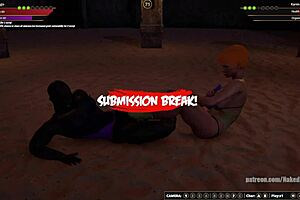 Mandingo vs Karen Krash naked fighter 3D, big tits bouncing in the fight!