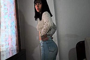 laura says, 'nalgona laura gets fucked hard after stripping jeans, rides like a cowboy'