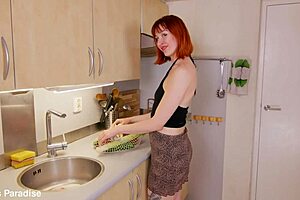 Pixie Pink, the cheating housewife, gets spanked and punished with a cucumber in her ass.
