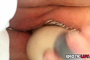 Horny Babe Toys Her Pierced Pussy