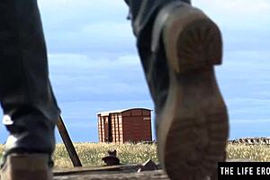 Watch this adventurous beauty masturbating her clit in the abandoned railroad car.