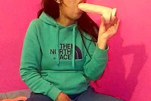 Latina brunette solo anal masturbation and oral sex, enjoying it intensely.