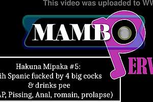 spanic takes on four huge cocks in wild dap