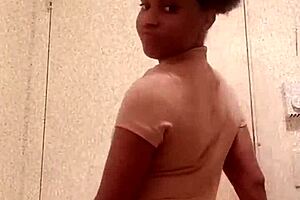 black girl shows chocolate ass in bathroom