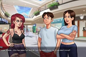 Hot Debbie in seductive sexy dress begs for kisses in summertime saga 3d porn game